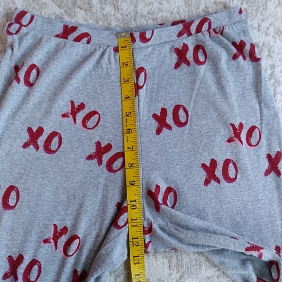 Two Piece Pajama Pant Set XO Hugs & Kisses MEDIUM Gray Red - Picture 10 of 16